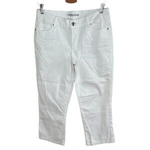 Maurices Womens White Cropped Mid Rise Denim Jeans Size 10